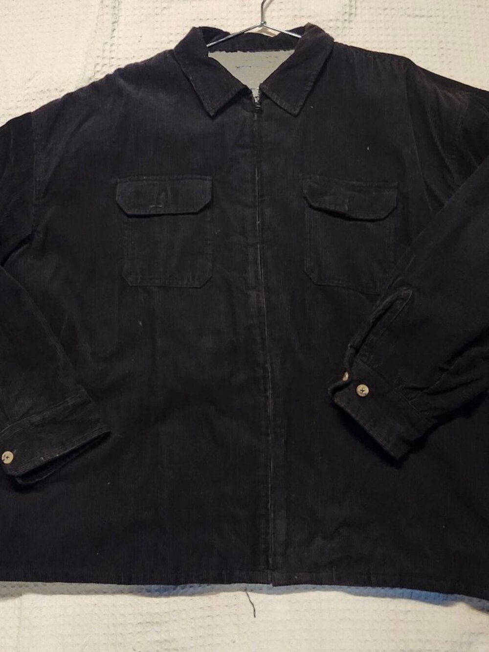 Vintage Marino Bay Fleece Lined Black Corduroy Zip Up Jacket Big & Tall Size